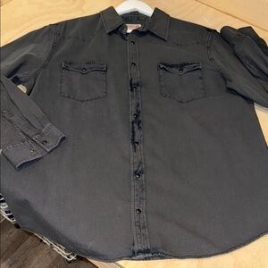 MASSIMO Vintage Retro Workshirt Dark Gray Snap Button Shirt Mens XL